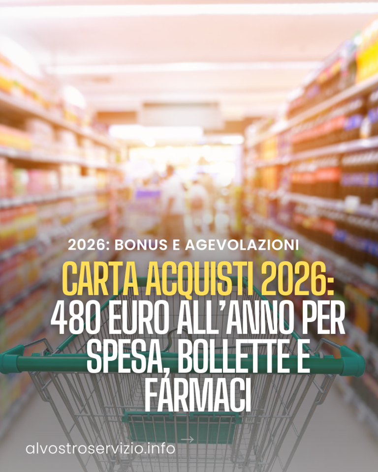 Carta Acquisti 2026: 480 euro all’anno per spesa, bollette e farmaci